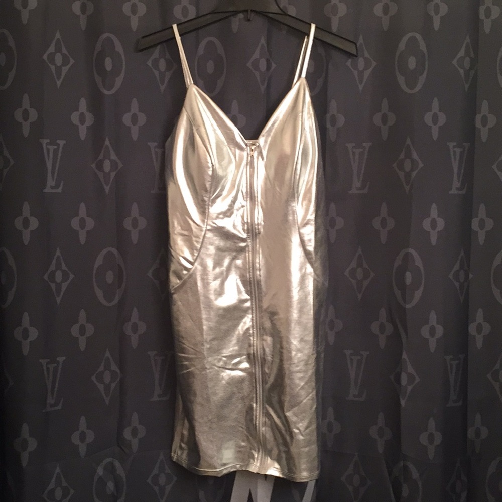 Elegant Silver Slip Dress
